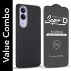 For Vivo V70 FE 5G Combo (Textured Grip Design | Micro-Fiber Cloth Inside | Oleophobic Coating Screen Glass)