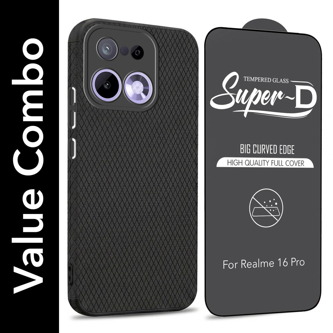 For Realme 16 Pro Combo with Back Cover and 9H Tempered Glass (Liquid Silicone | Camera Protection | Oleophobic Coating Screen Glass)