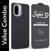 For OnePlus 15R Combo with Back Cover and 9H Tempered Glass (Textured Grip Design | Micro-Fiber Cloth Inside | Oleophobic Coating Screen Glass)