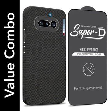 For Nothing Phone 4A 5G Combo with Back Cover and 9H Tempered Glass (Liquid Silicone | Camera Protection | Oleophobic Coating Screen Glass)