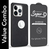 For Apple iPhone 14 Pro Combo with Back Cover and 9H Tempered Glass (Textured Grip Design | Micro-Fiber Cloth Inside | Oleophobic Coating Screen Glass)