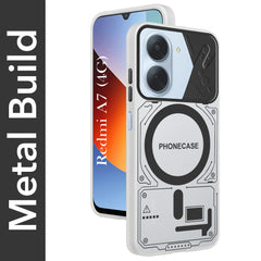 For Redmi A7 4G Metallic Back Cover Case (Metallic Camera Protection & Buttons | Translucent Milky Shade | Hard Polycarbonate)