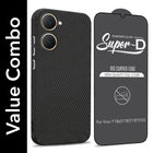 For Vivo Y18 | Y18e | Y0318 | Y18i | Yt Combo with Back Cover and 9H Tempered Glass (Liquid Silicone | Camera Protection | Oleophobic Coating Screen Glass)