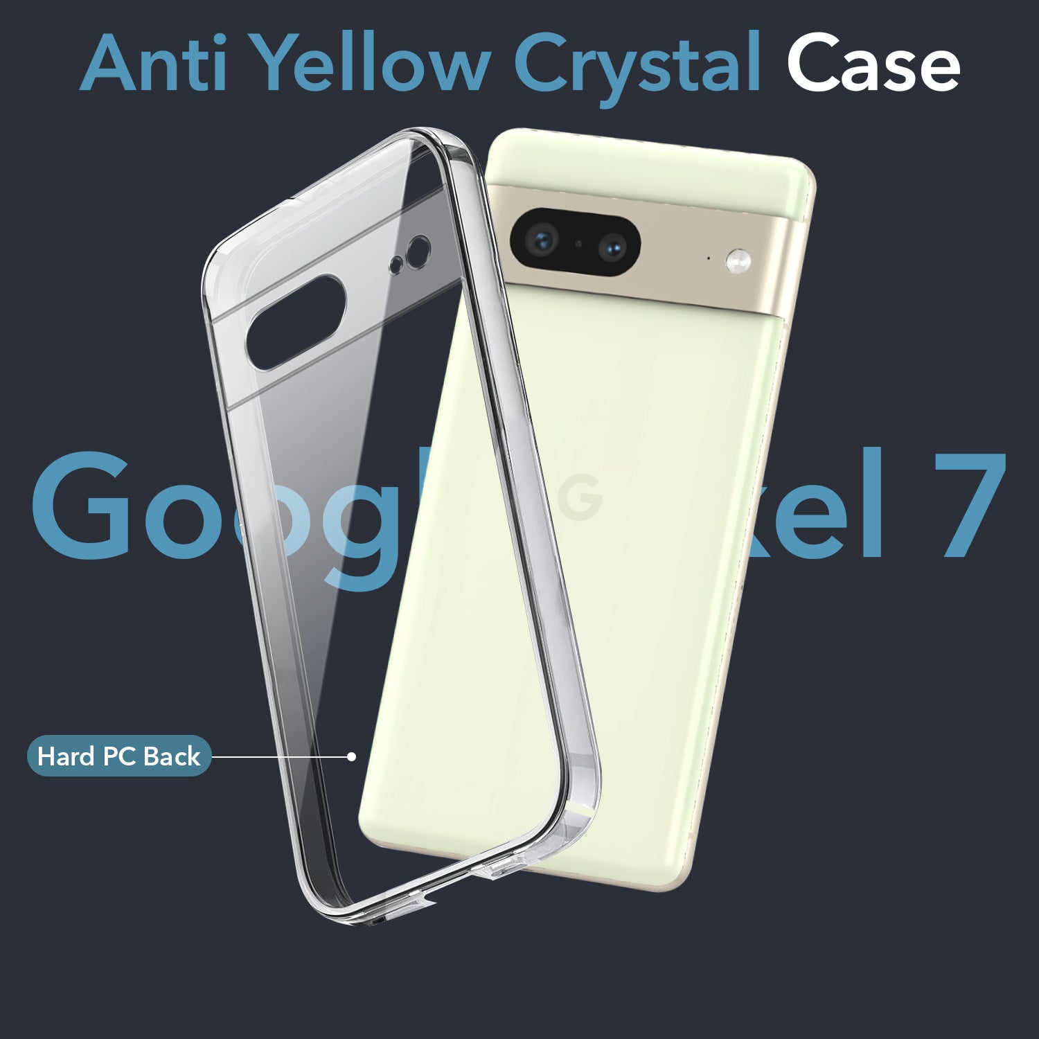 For Google Pixel 7 Back Cover Case (Hard Anti Yellow Clear Case | Sleek Hard Crystal Clear | Drop & Camera Protection | Shockproof Polycarbonate)