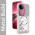 For Vivo V50 | Vivo V50e Metallic Back Cover Case (Metallic Camera Protection & Buttons | Translucent Milky Shade | Hard Polycarbonate)