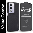 For Oppo A3 Pro 5G Combo with Back Cover and 9H Tempered Glass (Textured Grip Design | Micro-Fiber Cloth Inside | Oleophobic Coating Screen Glass)