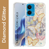 For Motorola Moto G96 Back Cover Case (Luxury Floral Glitter Cute Butterfly | Diamond Studded Camera Bump | Girls & Women Design)