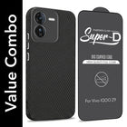 For Vivo IQOO Z9 5G Combo with Back Cover and 9H Tempered Glass (Liquid Silicone | Camera Protection | Oleophobic Coating Screen Glass)