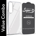 For Samsung Galaxy S26 Combo with Back Cover and 9H Tempered Glass (Lifetime Anti-Yellow | Sleek Hard Crystal | Oleophobic Coating Screen Glass)