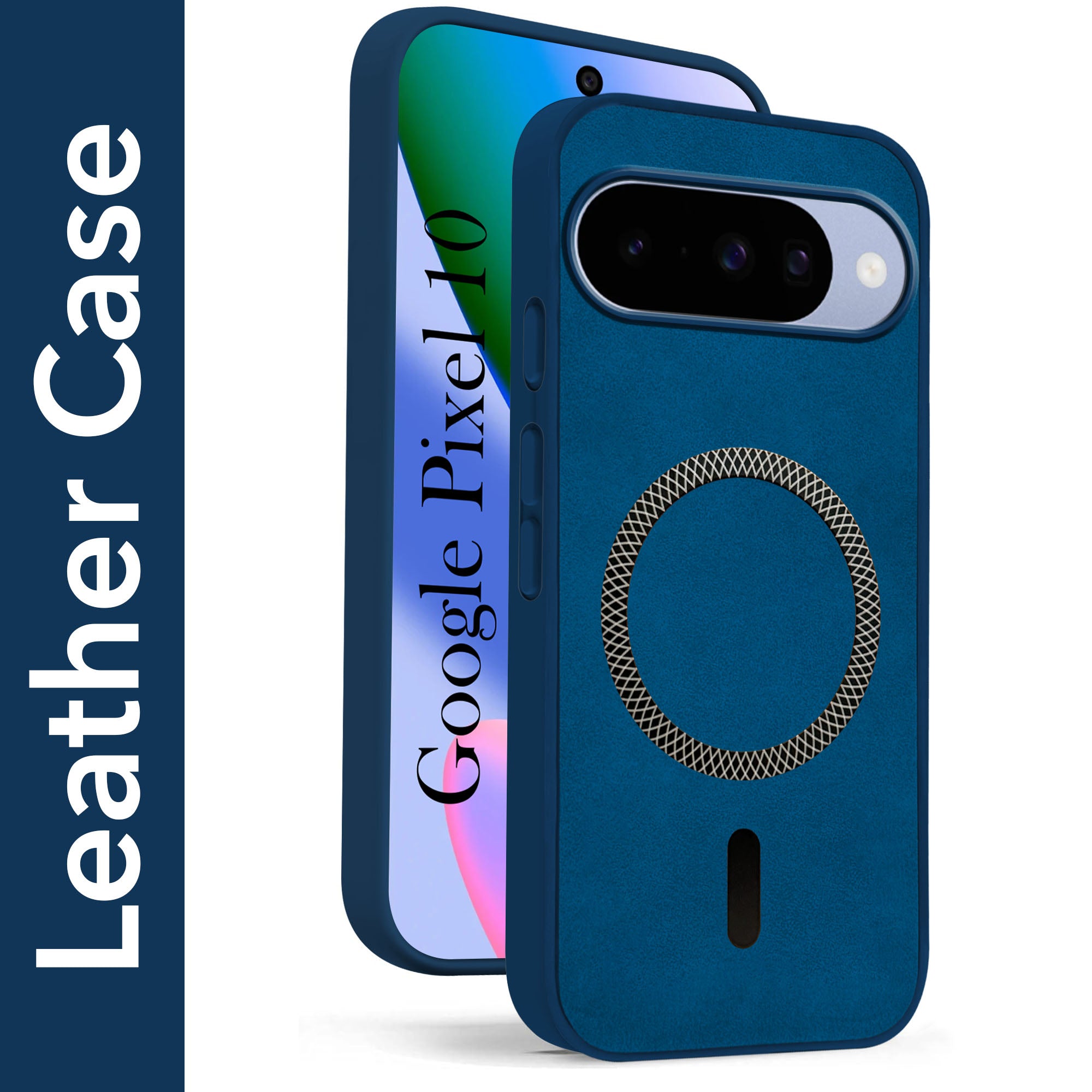 For Google Pixel 10 Back Cover Case Leather Finish (MagSafe Compatible Wireless Charging | Soft Touch | Camera Bump Protection)