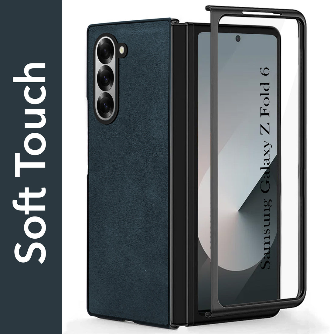 For Samsung Galaxy Z Fold 6 Back Case Cover Premium Genuine Leather (Integrated Front Screen Protector | Inside Microfiber Cloth)