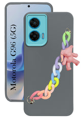 For Motorola Moto G96 Back Cover Case (Wrist Hanging Chain | Teddy Bracelet Charms | Dual Color Matte Finish | Full Camera Protection | Sleek and Professional)