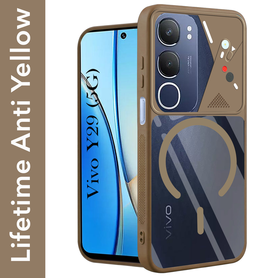 For Vivo Y29 Back Cover Case Lifetime Anti-Yellow Clear (Camera Protection | Side Grip | Wireless MagSafe Compatible)