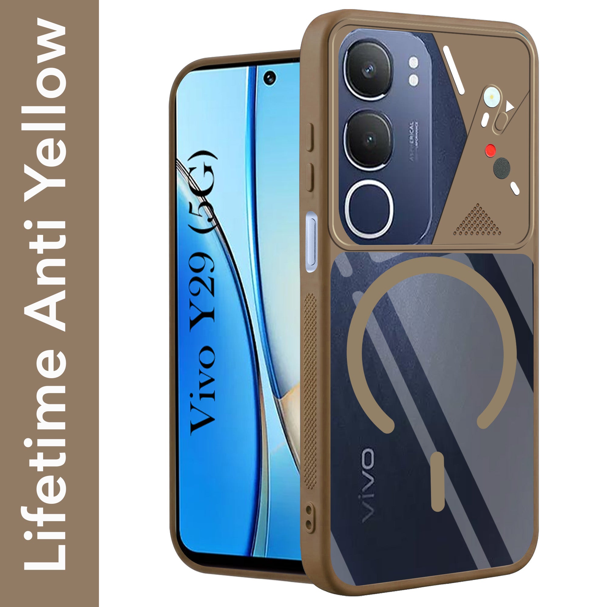 For Vivo Y29 Back Cover Case Lifetime Anti-Yellow Clear (Camera Protection | Side Grip | Wireless MagSafe Compatible)