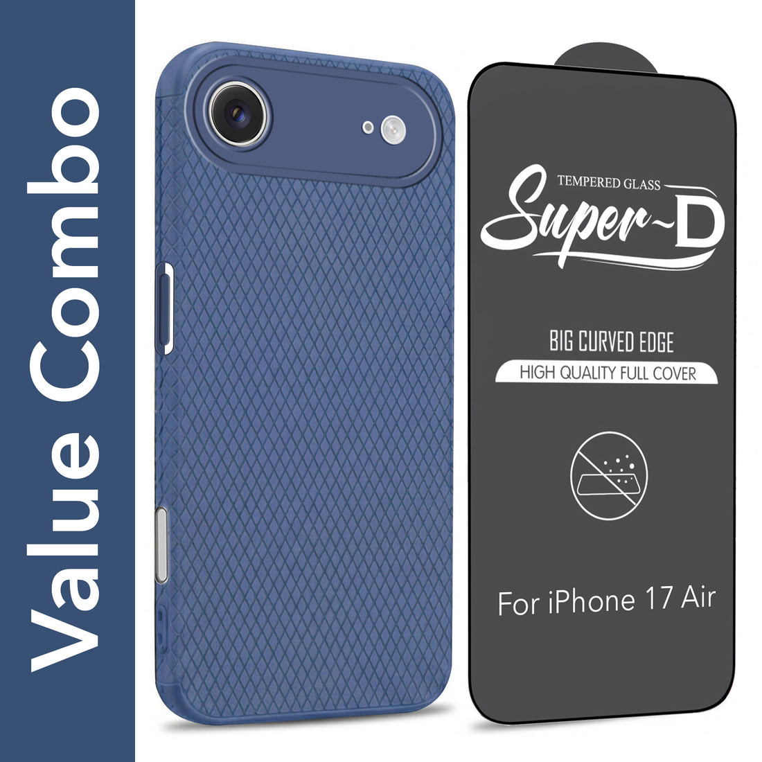 For Apple iPhone 17 Air Combo with Back Cover and 9H Tempered Glass (Liquid Silicone | Camera Protection | Oleophobic Coating Screen Glass)