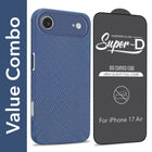 For Apple iPhone 17 Air Combo with Back Cover and 9H Tempered Glass (Liquid Silicone | Camera Protection | Oleophobic Coating Screen Glass)