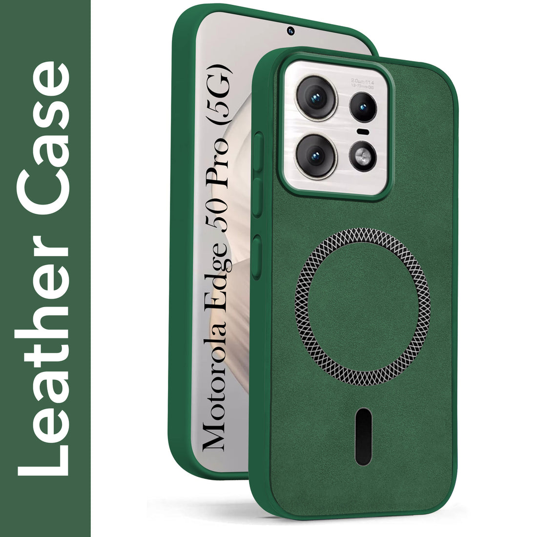 For Motorola Moto Edge 50 Pro Back Cover Case Leather Finish(MagSafe Compatible Wireless Charging | Soft Touch | Camera Bump Protection)