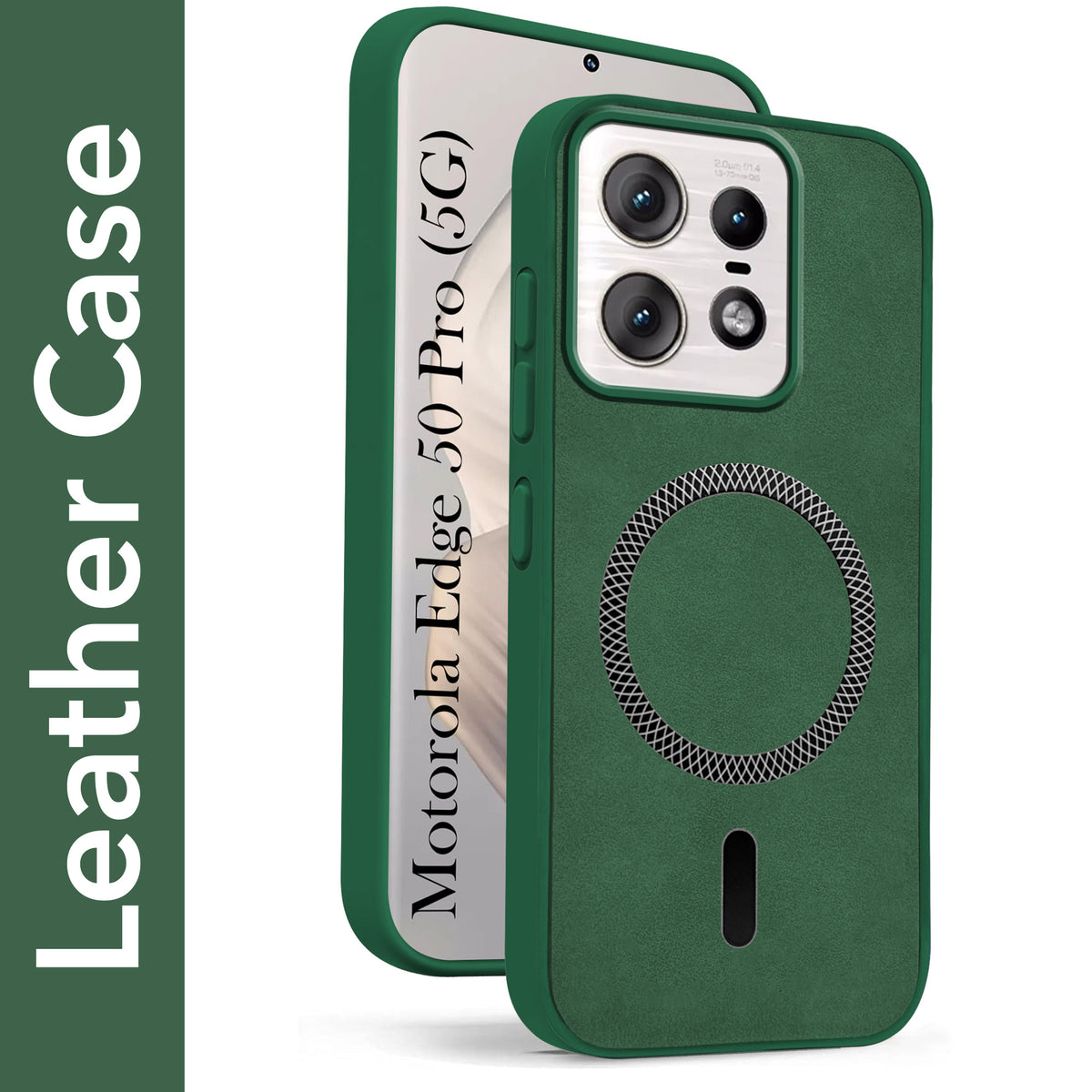 For Motorola Moto Edge 50 Pro Back Cover Case Leather Finish(MagSafe Compatible Wireless Charging | Soft Touch | Camera Bump Protection)
