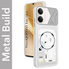 For Vivo iQOO Z11 Lite Metallic Back Cover Case (Metallic Camera Protection & Buttons | Translucent Milky Shade | Hard Polycarbonate)