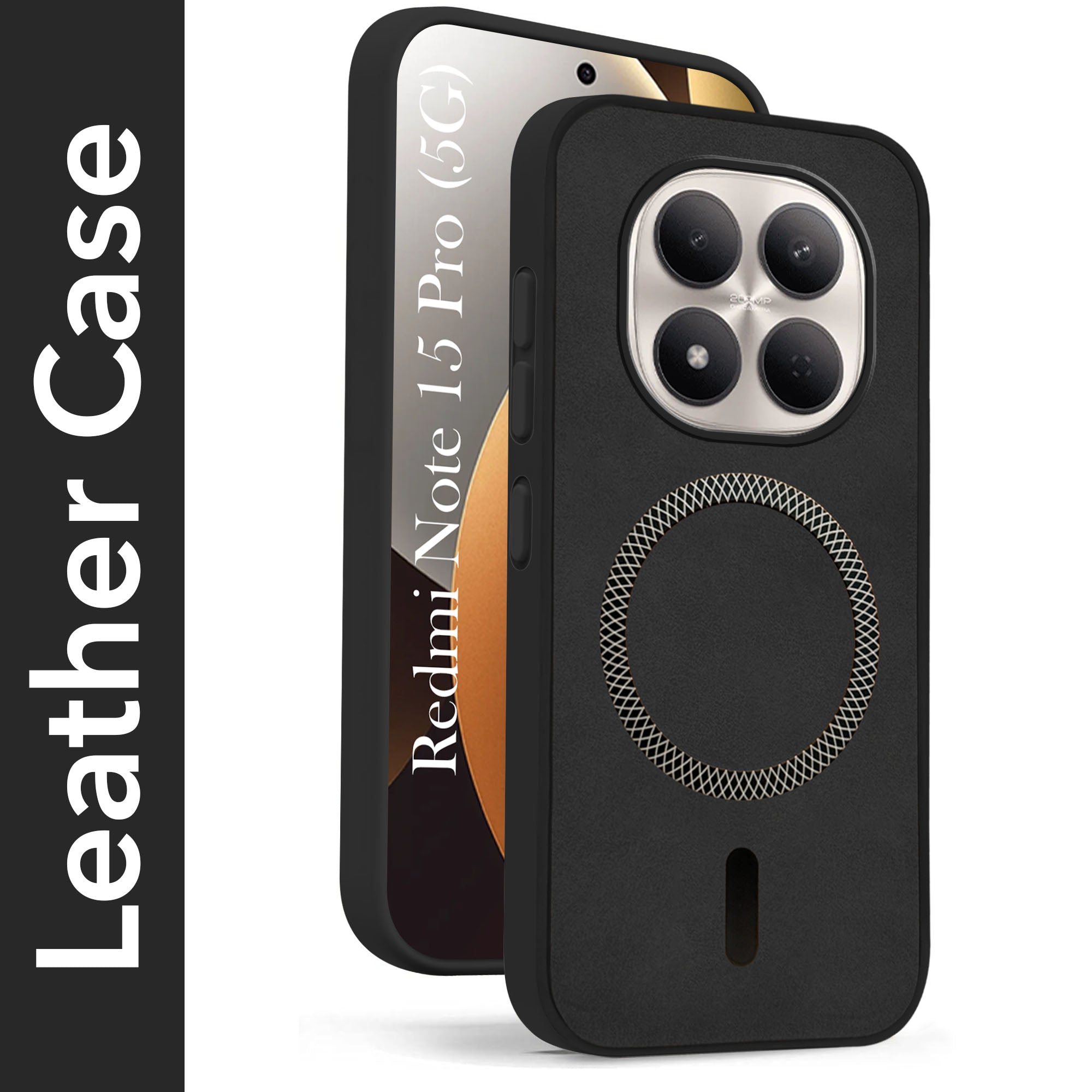 For Xiaomi Redmi Note 15 Pro 5G Back Cover Case Leather Finish (MagSafe Compatible Wireless Charging | Soft Touch | Camera Bump Protection)