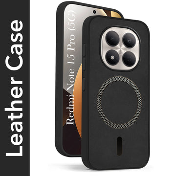 For Xiaomi Redmi Note 15 Pro 5G Back Cover Case Leather Finish (MagSafe Compatible Wireless Charging | Soft Touch | Camera Bump Protection)