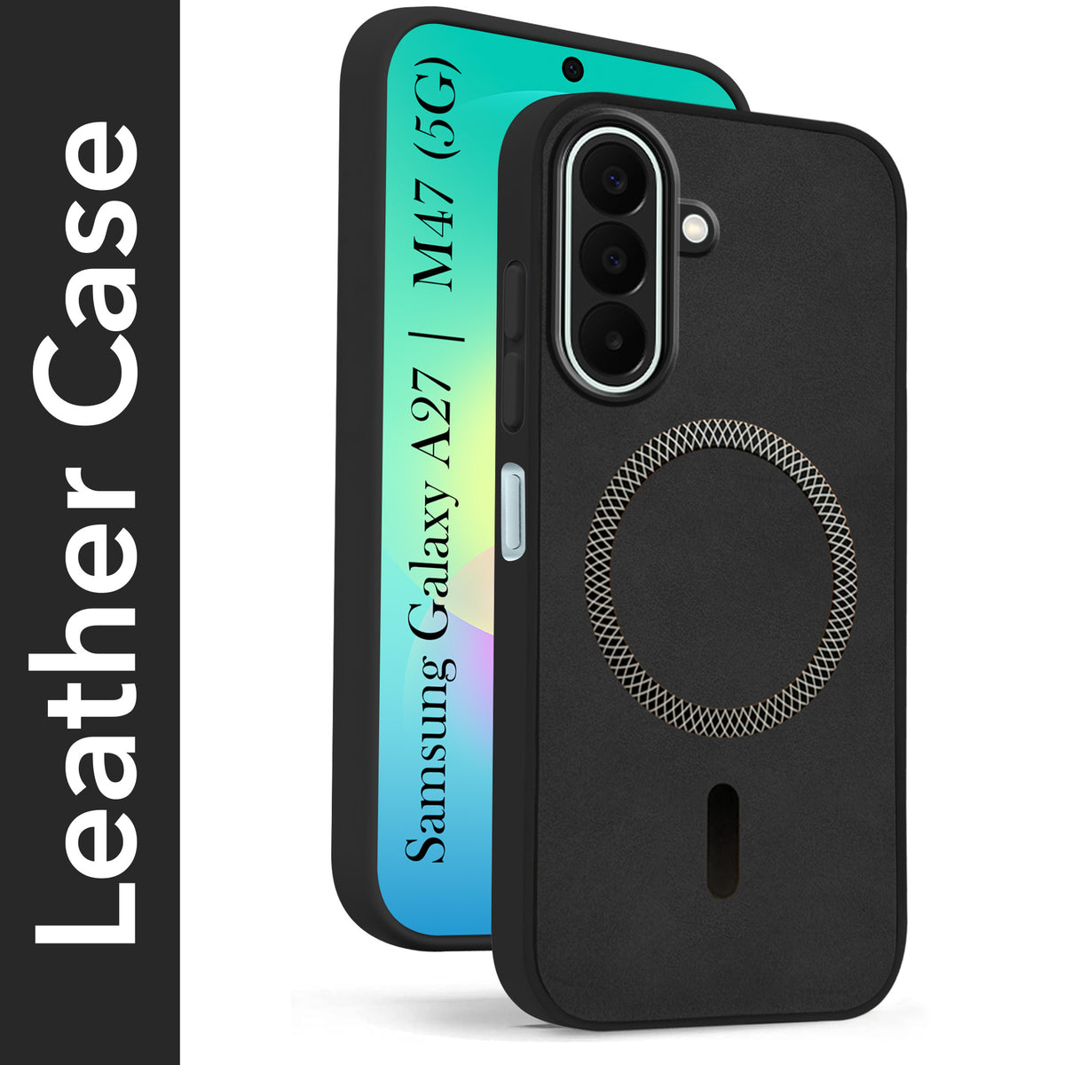 For Samsung Galaxy A27 5G | Galaxy M47 5G Back Cover Case Leather Finish (MagSafe Compatible Wireless Charging | Soft Touch | Camera Bump Protection)