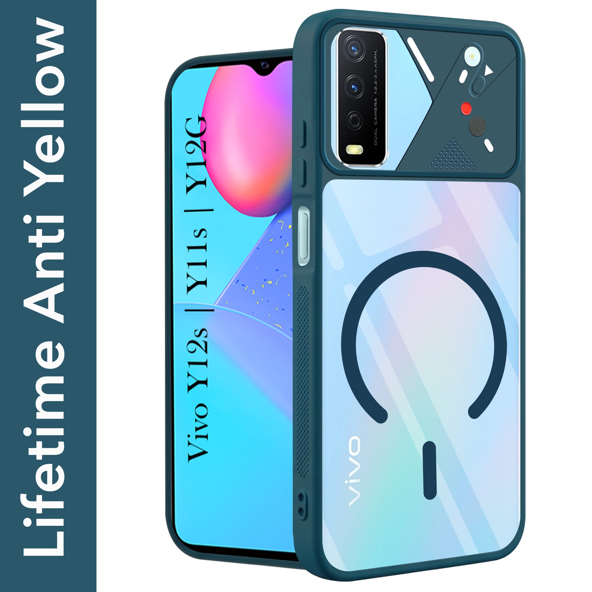 For Vivo Y12s | Y11s | Y12G Back Cover Case Lifetime Anti-Yellow Clear (Camera Protection | Side Grip | Wireless MagSafe Compatible)