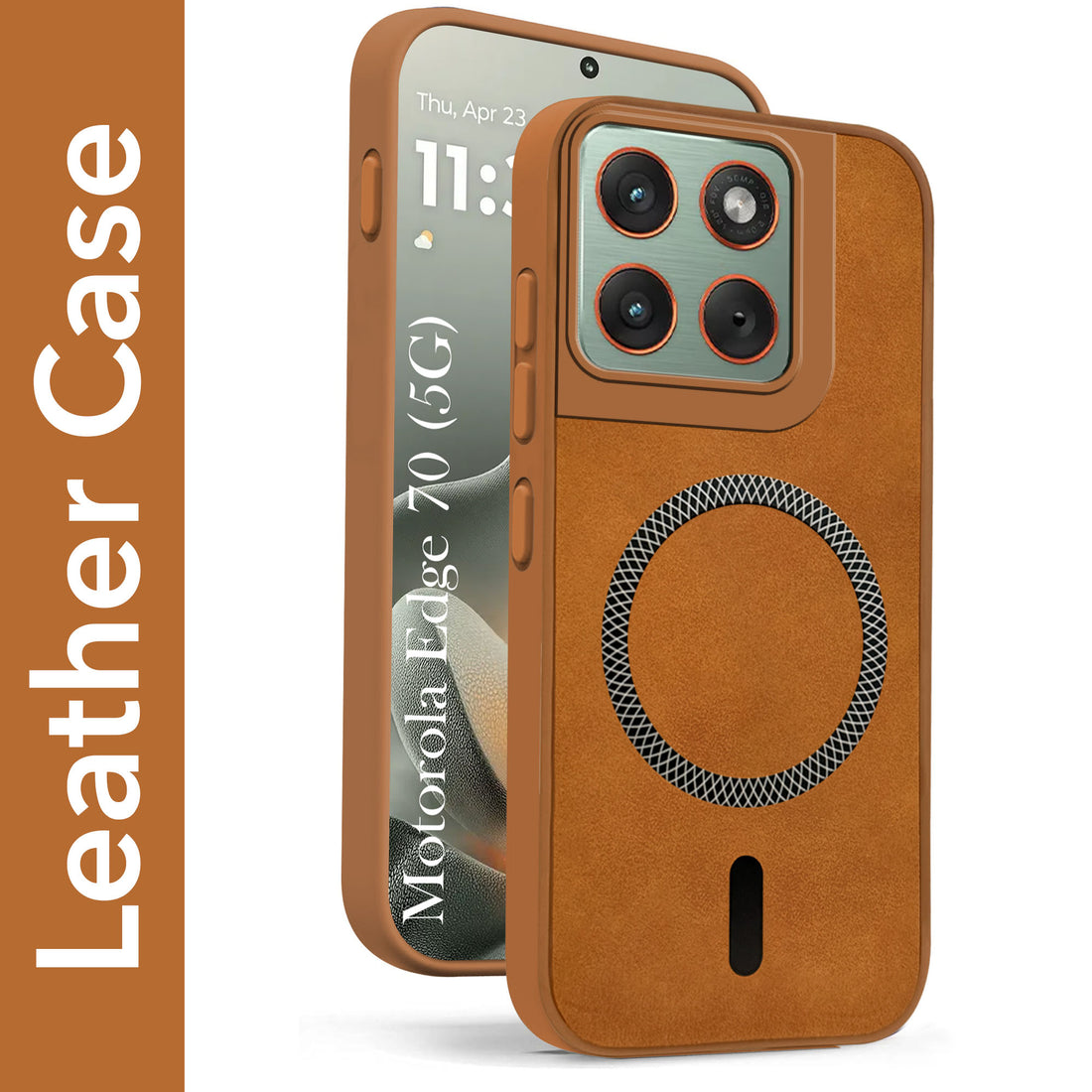 For Motorola Moto Edge 70 Back Case Cove Leather Finish (MagSafe Compatible Wireless Charging | Soft Touch | Camera Bump Protection)