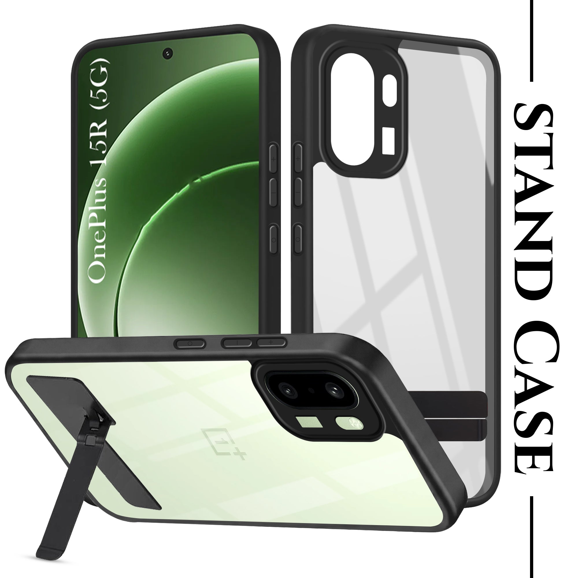 For OnePlus 15R Back Cover Case (Built-in Stand | Lifetime Anti Yellow | Kickstand Shockproof | Camera Protection | MagSafe Compatible)