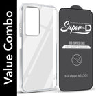 For Oppo A5 5G Combo with Back Cover and 9H Tempered Glass (Lifetime Anti-Yellow | Sleek Hard Crystal | Oleophobic Coating Screen Glass)