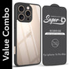 For Apple iPhone 16 Pro Max Combo with Back Cover and 9H Tempered Glass (Lifetime Anti-Yellow | Crystal Clear Shockproof | Oleophobic Coating Screen Glass)