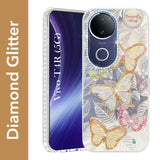 For Vivo T4R Back Cover Case (Luxury Floral Glitter Cute Butterfly | Diamond Studded Camera Bump | Girls & Women Design)