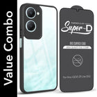 For Vivo iQOO Z9 Lite Combo with Back Cover and 9H Tempered Glass ( Lifetime Anti-Yellow | Crystal Clear Shockproof | Oleophobic Coating Screen Glass)
