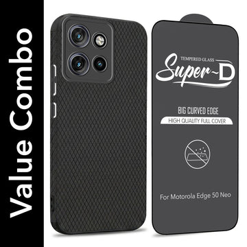 For Motorola Moto Edge 50 Neo Combo with Back Cover and 9H Tempered Glass (Liquid Silicone | Camera Protection | Oleophobic Coating Screen Glass) (Copy)