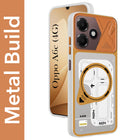 For Oppo A6c 4G Metallic Back Cover Case (Metallic Camera Protection & Buttons | Translucent Milky Shade | Hard Polycarbonate)
