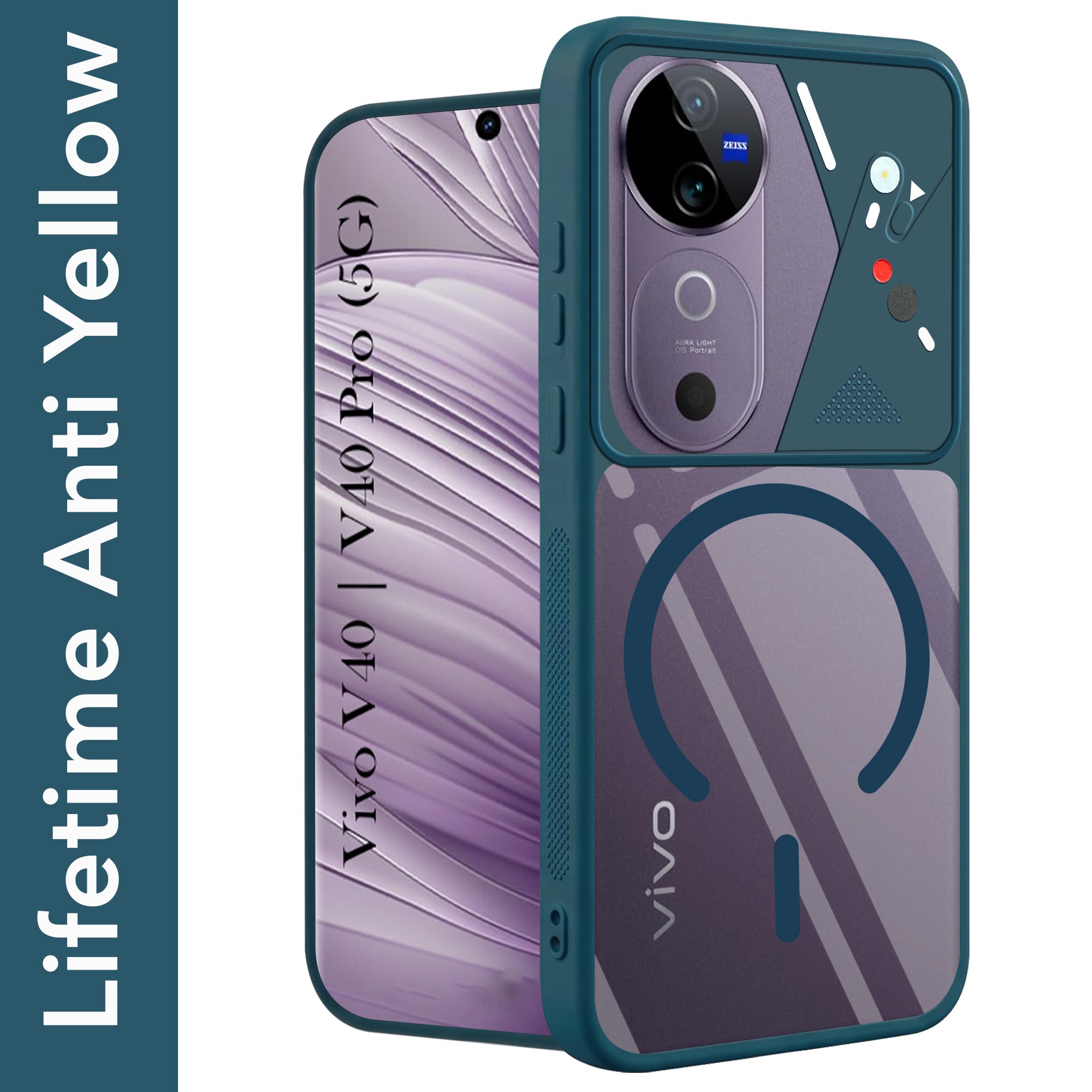 For Vivo V40 | Vivo V40 Pro Back Cover Case Lifetime Anti-Yellow Clear (Camera Protection | Side Grip | Wireless MagSafe Compatible)