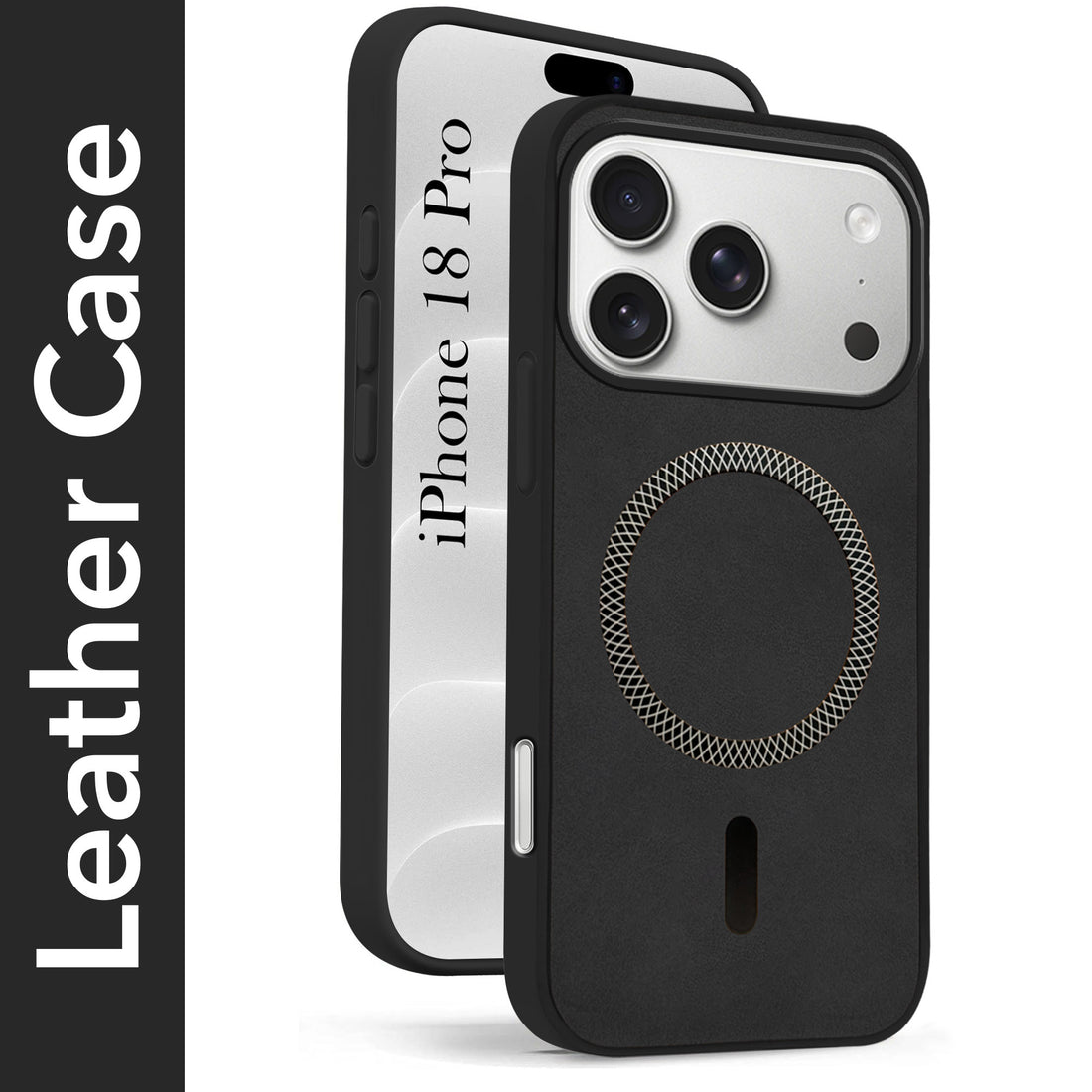 For Apple iPhone 18 Pro Back Cover Case Leather Finish (MagSafe Compatible Wireless Charging | Soft Touch | Camera Bump Protection)