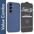 For Samsung Galaxy S25 Combo with Back Cover and 9H Tempered Glass (Liquid Silicone | Camera Protection | Oleophobic Coating Screen Glass)