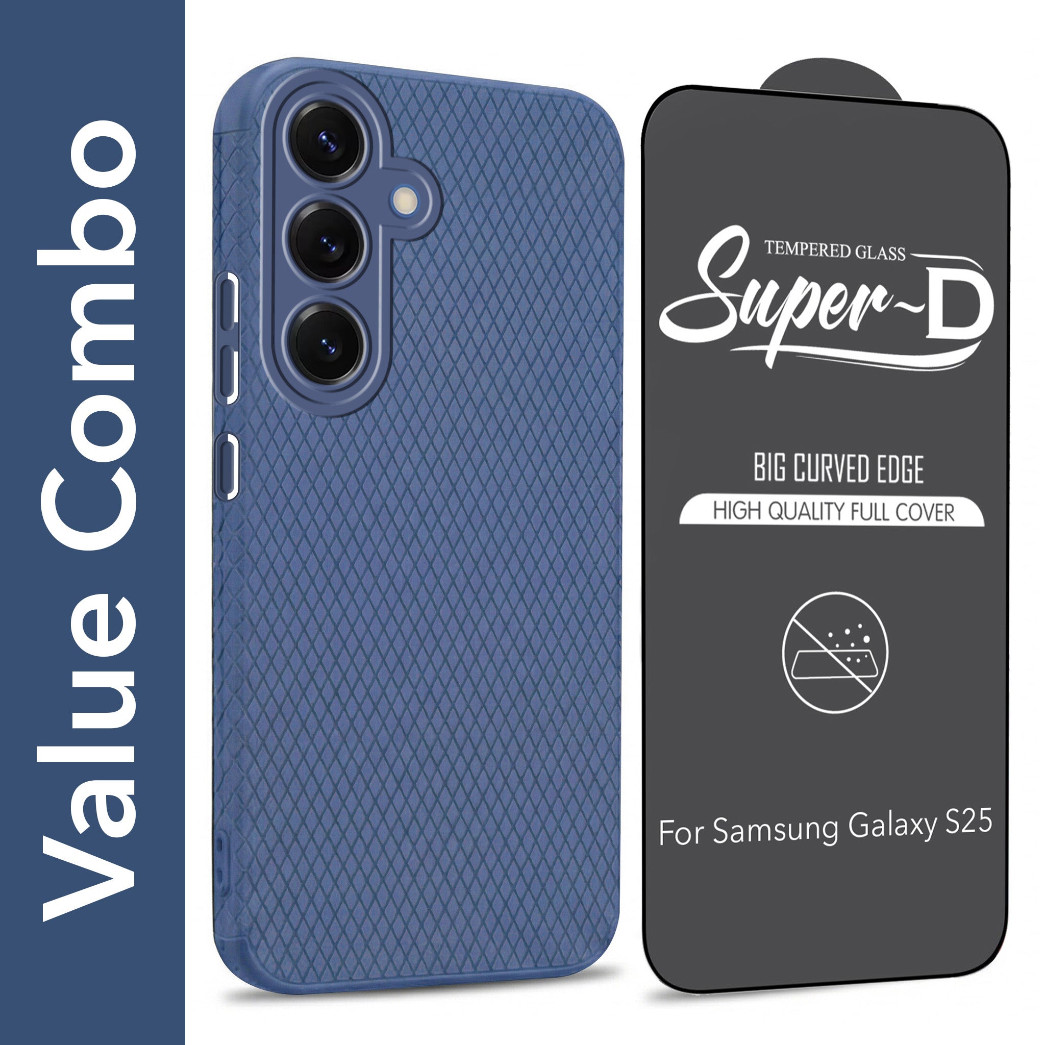 For Samsung Galaxy S25 Combo with Back Cover and 9H Tempered Glass (Liquid Silicone | Camera Protection | Oleophobic Coating Screen Glass)