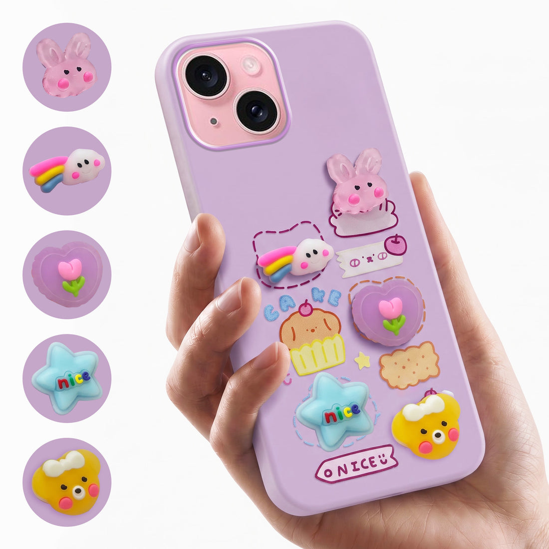 For Apple iPhone 15 Back Cover Case (3D Cute Cartoons | Hard Back Side Soft | Matte Premium Finish | HD Printing)