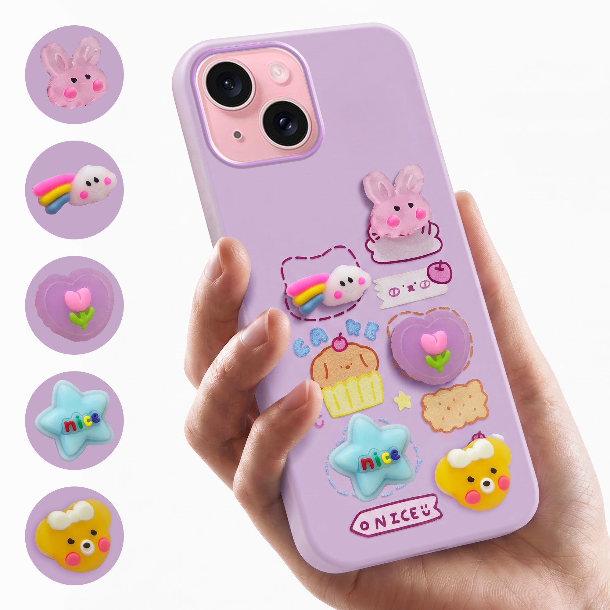 For Apple iPhone 15 Back Cover Case (3D Cute Cartoons | Hard Back Side Soft | Matte Premium Finish | HD Printing)