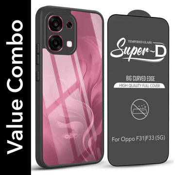 For Oppo F31 5G | Oppo F33 5G Combo with Back Cover and 9H Tempered Glass (Lifetime Anti-Yellow | Crystal Clear Shockproof | Oleophobic Coating Screen Glass)