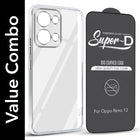 For Oppo Reno13 5G | Oppo Reno 13 5G Combo with Back Cover and 9H Tempered Glass (Liquid Silicone | Camera Protection | Oleophobic Coating Screen Glass)