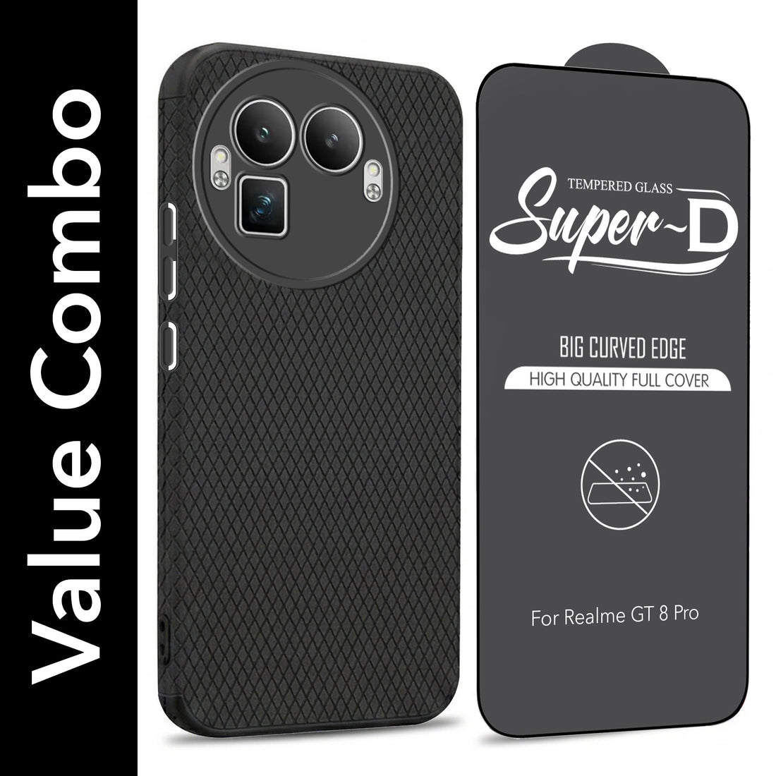 For Realme GT 8 Pro Combo with Back Cover and 9H Tempered Glass (Liquid Silicone | Camera Protection | Oleophobic Coating Screen Glass)