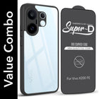For Vivo X200 FE Combo with Back Cover and 9H Tempered Glass (Lifetime Anti-Yellow | Crystal Clear Shockproof | Oleophobic Coating Screen Glass)