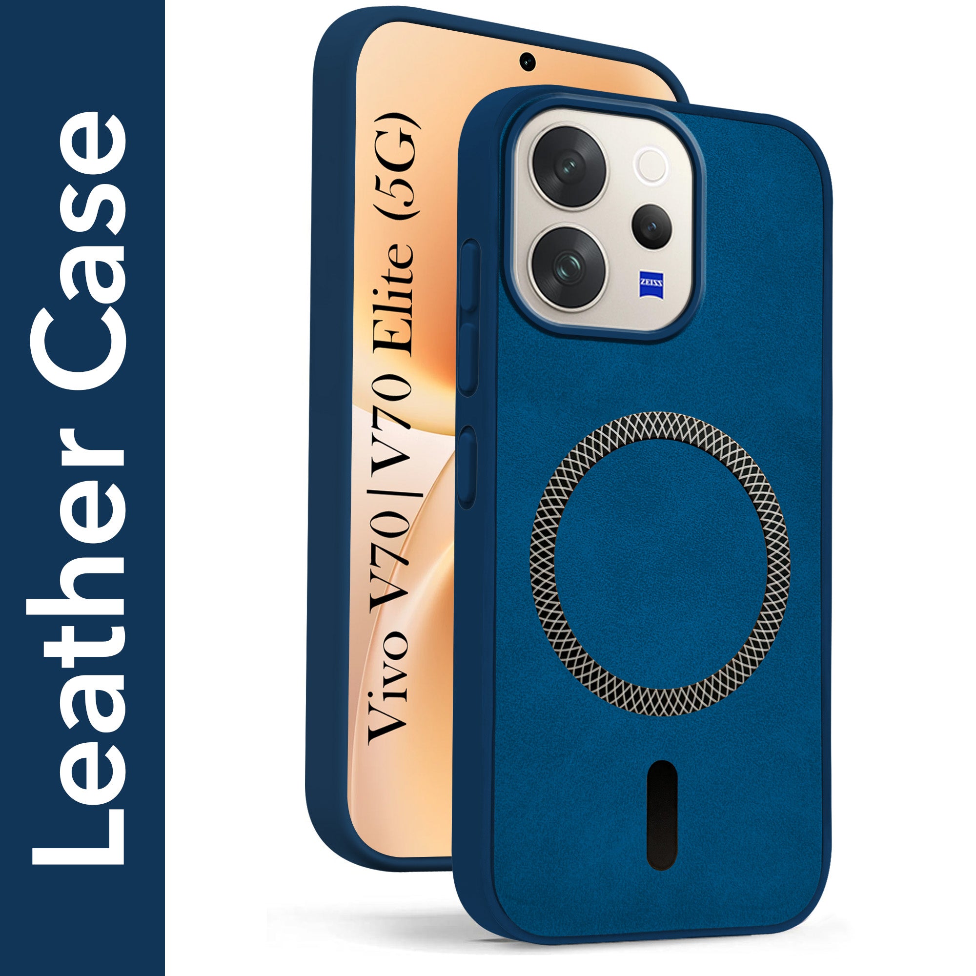 For Vivo V70 | Vivo V70 Elite 5G Back Cover Case Leather Finish (MagSafe Compatible Wireless Charging | Soft Touch | Camera Bump Protection)