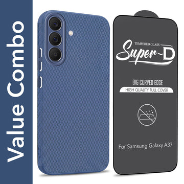 For Samsung Galaxy A37 5G Combo with Back Cover and 9H Tempered Glass (Liquid Silicone | Camera Protection | Oleophobic Coating Screen Glass)