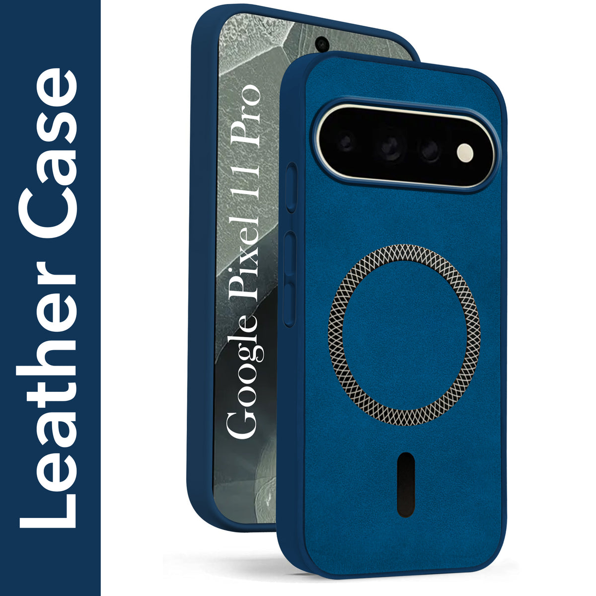 For Google Pixel 11 Pro Back Cover Case Leather Finish (MagSafe Compatible Wireless Charging | Soft Touch | Camera Bump Protection)