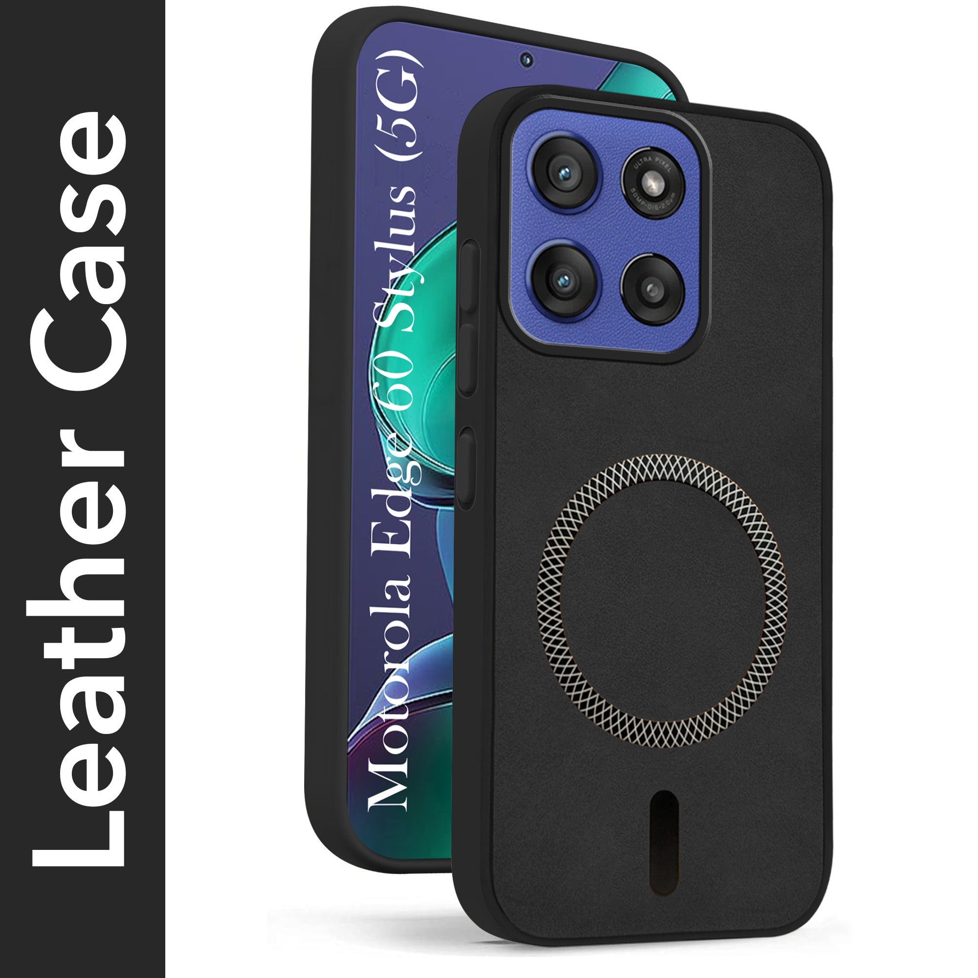 For Motorola Moto Edge 60 Stylus Back Cover Case Leather Finish (MagSafe Compatible Wireless Charging | Soft Touch | Camera Bump Protection)