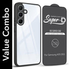 For Samsung Galaxy A55 5G Combo with Back Cover and 9H Tempered Glass (Lifetime Anti-Yellow | Crystal Clear Shockproof | Oleophobic Coating Screen Glass)